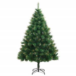 Árbol de Navidad Artificial de PVC Verde y Amarillo con Bisagras y Decoración Festiva Metálica - Product Image 2