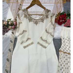 Conjuntos Elegantes y Modestos para Fiestas, Top y Sharara con Dupatta de Lujo - Product Image 5