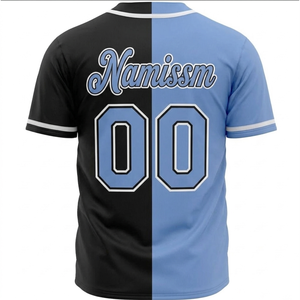 Maillots de baseball unisexes de qualité supérieure, taille plus, dernier design, sublimation, blanc, bleu ciel, rayés, respirants, antibactériens, OEM - Product Image 3
