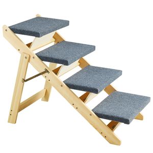 Rampa Plegable 2 en 1 de Madera para Mascotas, Acceso para Camas y Sofás, Estructura de 4 Escalones para Mascotas del Mismo Tamaño, Accesorios para Camas de Mascotas - Product Image 2
