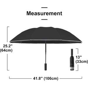 Paraguas de viaje a prueba de viento con inversión automática personalizada 2025, dosel doble con rayas reflectantes, estilo de pliegue inverso, logotipo impreso - Product Image 3