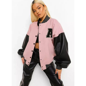 Chaqueta universitaria de lana de talla grande de alta calidad al por mayor OEM, estilo Letterman, de béisbol, tipo bomber, cortavientos, con bordado y cuello de cuero - Product Image 3