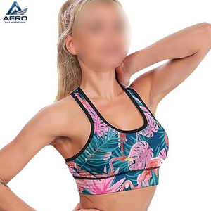 Moisture-Wicking Graphic Art Black Trim Breathable High Stretch Workout Gym Fitness Wear Good Supplier New Arrival Fitness <b>Bra</b> - Product Image 3