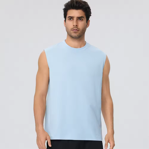 Débardeur de sport uni pour homme, léger, respirant, tricoté, séchage rapide, extensible, vente en gros d'usine - Product Image 5
