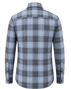 เสื้อเชิ้ตผู้ชายลายสก็อตสีฟ้าอ่อน แบรนด์ Manufacturer แขนยาว ติดกระดุม ผ้าฝ้าย สวมใส่ได้ทั้งแบบลำลองและเป็นทางการ เหมาะสำหรับใส่ทำงาน รับตัดเย็บตามสั่ง - Product Image 2