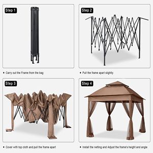 Gazebo Pop-up da Esterno 3,35x3,35 m con Tenda a Rete Rimovibile con Cerniera, Tetto Morbido a 2 Livelli, Tenda per Eventi per Patio, Cortile e Giardino - Product Image 5