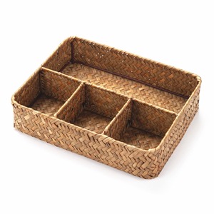 Panier en jonc de mer compartimenté, fait main, pour rangement, vente en gros, écologique, fabriqué au Vietnam - Product Image 1