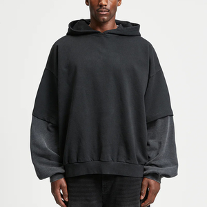 Sweat à capuche OEM pour homme, délavé à l'acide, double couche, en coton chaud, style streetwear vintage décontracté, fabricant - Product Image 1