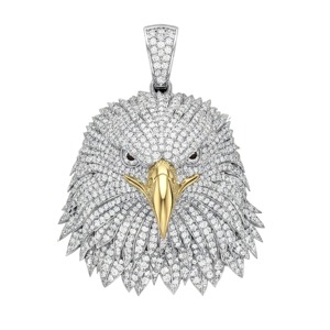 Pendentif Aigle Glacé Aigle Calvaire Américain Plaqué Or Rose Rhodié 14k/18k Collier Oiseau Diamant Hip Hop Bling Animal Spectaculaire - Product Image 1