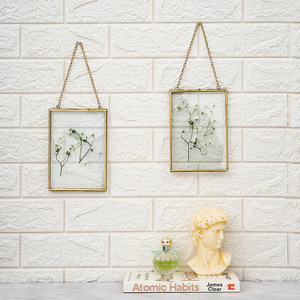 Cadre photo suspendu en verre transparent de forme rectangulaire au design unique, finition dorée, décoration murale pour la maison ou le bureau, cadre photo suspendu décoratif - Product Image 5