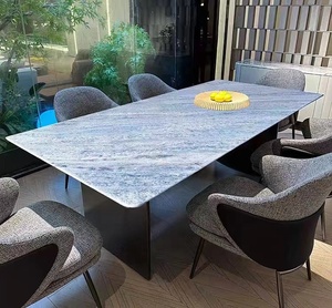 Tavolo da pranzo personalizzato Set <span class=keywords><strong>piano</strong></span> <span class=keywords><strong>in</strong></span> pietra di quarzite di cristallo blu <span class=keywords><strong>con</strong></span> mobili per la casa retroilluminati tavolo da cucina e <span class=keywords><strong>piano</strong></span> <span class=keywords><strong>in</strong></span> marmo - Product Image 2