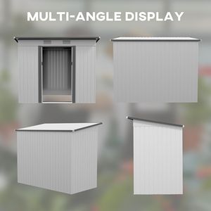 Casetta da Giardino in Metallo Bianca 8x4 piedi, Ripostiglio Esterno per Attrezzi con Porte Lucchettabili, Prese d'Aria, Telaio in Acciaio, Facile da Montare per Giardino/Cortile - Product Image 4