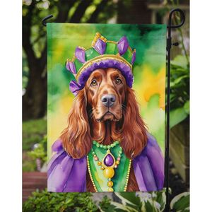 Irish Setter King Mardi Gras Drapeau de jardin multicolore Boîte aux lettres décorative et bannière de patio pour cour et pelouse Oeuvre pour parterres de fleurs - Product Image 3