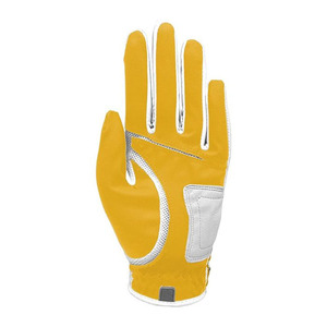 Gant de golf Ikhlas Sports pour homme en cuir véritable jaune et blanc, avec fermeture auto-agrippante, maille respirante, antidérapant et doux - Product Image 2