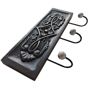 Smart Art Wood Carving Black Painted Decorative Wooden Hand Carved <b>Key</b> <b>Hook</b> <b>Wall</b> Hangings <b>Key</b> Hanger Engineered Wood Patio Decor - Product Image 3