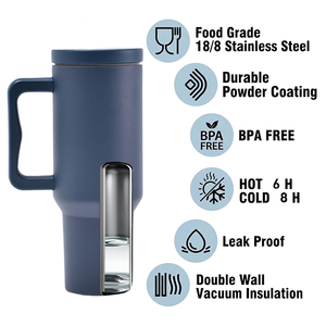 Mug de Voyage Isotherme en Acier Inoxydable 40 oz avec Couvercle et Paille - Product Image 3