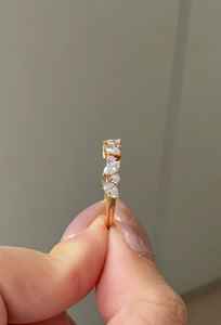 Anillo de media eternidad con diamantes cultivados en laboratorio de corte marquesa y redondo para mujer, oro sólido de 14k, alternando con diamantes, regalo de boda o promesa para enamorados. - Product Image 4