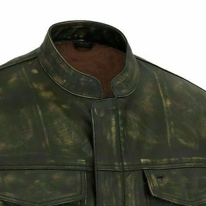 Gilet de motard en cuir véritable pour homme, style décontracté chic, col en V vintage personnalisé, résistant aux abrasions, vêtement d'extérieur pour l'automne - Product Image 3