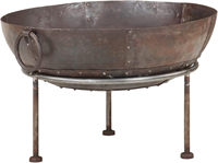 Brasero d'extérieur rond en acier Corten noir, table de brasero en métal pour patio, camping, barbecue, au bois et au charbon de bois, marque MDI