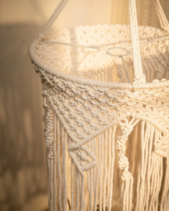 Handmade Cotton Macrame <b>Large</b> Cylindrical Chandelier with Iron Metal Frame Boho Hanging Decor for Home Bulk Supply Hanging Lamp - Product Image 3