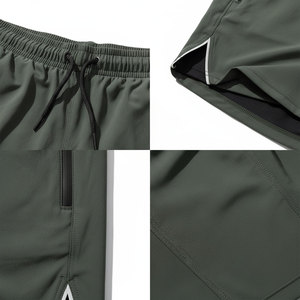 Men's 2 in 1 Running Shorts Built-in Compression <b>Layer</b> Zip Pockets Reflective Quick Dry OEM Wholesale Manufacturer - Product Image 5