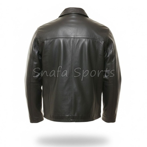 High Quality Classic Biker Motorcycle Slim Fit Windproof Breathable Black Leather Jacket For Men's In Wholesale Price - Product Image 2