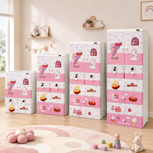 Nandos Lion <b>6</b> Tier Children Plastic Cabinet <b>Drawer</b> with Keys and Flat Panel Hinged Doors Suitable for Bedroom Organization - Product Image 3