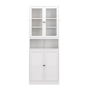 Armadio Dispensa da Cucina Bianco con Telaio in Acciaio Inossidabile Resistente, Alto 183 cm, con Ripiani Regolabili, Autoportante - Product Image 5