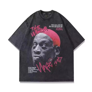 เสื้อยืดโอเวอร์ไซส์ลายกราฟิกสไตล์วินเทจสำหรับผู้ชาย ขายส่ง ตกแต่งด้วยคริสตัล สไตล์ฮิปฮอป สตรีทแวร์ ผ้าคอตตอนหนานุ่ม คอกลม - Product Image 1