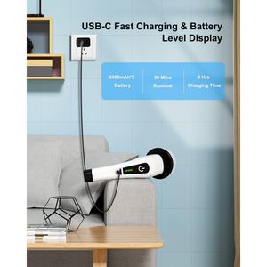 Spazzola Elettrica Senza Fili con 8 Testine Sostituibili per Pulizia di Piastrelle e Pavimenti, Doppia Velocità per Spazzola Rotante - Product Image 4