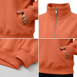 Sudadera con Capucha de Alta Calidad con Logotipo Personalizado, Estilo Casual Urbano, Hombros Caídos, Transpirable y Ecológica, Sudadera con Cierre de Cremallera para Mujer - Product Image 4