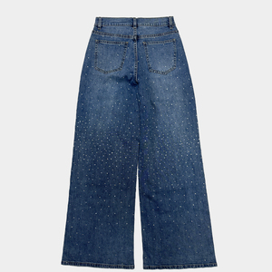 Jeans de mezclilla para mujer, de cintura media, pierna recta, corte regular, color liso, suaves y elásticos, hasta la rodilla, estilo casual y urbano, venta al por mayor - Product Image 2