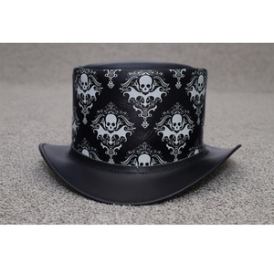 Sombrero de cuero hecho a mano único en tonos marrón y negro con motivo de calavera, estilo gótico steampunk, diseños de moda, sombrero de vaquero de cuero para fiestas. - Product Image 4