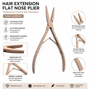 Alicates Profesionales de 7 Pulgadas para Extensiones de Cabello, con Dientes Planos Dentados en el Interior, de Acero Inoxidable, para Micro Anillos y Nano Anillos - Product Image 1