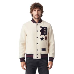 Vestes en laine 100% personnalisées pour hommes, style universitaire, avec patch brodé, motif Downtown Graphic Brown - Product Image 4