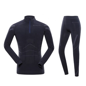 <b>Men's</b> <b>Long</b> Sleeve High Neck Thermal <b>Underwear</b> Quick Dry Sports Base Layer Green Black - Product Image 2
