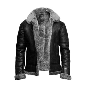 Blousons aviateurs personnalisés pour hommes, blousons de pilote en cuir d'agneau avec col en fourrure - Product Image 1