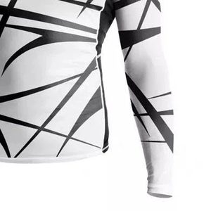 Men's Full Sleeve Rash Guard Sublimation Print Quick Dry Spandex Polyester <b>Compression</b> <b>Shirt</b> White <b>Black</b> Geometric Pattern - Product Image 5