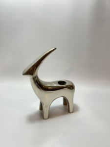 Figurine de taureau en aluminium argenté brillant, statue du taureau de Wall Street, sculpture animale décorative pour table, décoration de bureau - Product Image 6