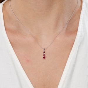 14K <b>Solid</b> <b>Gold</b> Channel-Set Round Cut Ruby Three Gemstone Journey <b>Pendant</b> Link Chain Necklace Party Wear Unique Spiral <b>Pendant</b> - Product Image 4