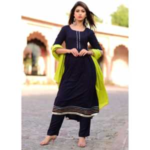 Conjunto de traje de gasa azul para mujer con dupatta Gotta Jaal - Talla XS - Product Image 4