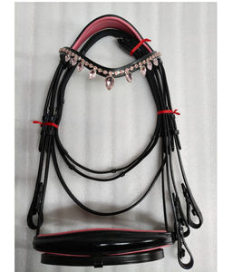 Rênes de bride en cuir véritable de qualité supérieure avec boucles rembourrées en acier inoxydable pour chevaux de taille Cob et plus, modèle BH-3034 - Product Image 1