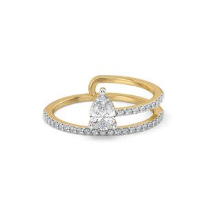 แหวนหมั้นเพชรทรงลูกแพร์ ทอง 18K สไตล์โรแมนติกสำหรับผู้หญิง - Product Image 2