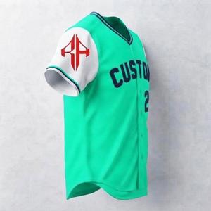 เสื้อเบสบอลพิมพ์ลายแบบ Sublimated พร้อมโลโก้สีขาวสำหรับผู้ชาย ผลิตจากวัสดุคุณภาพสูง 100% ทรงปกติ ปิดด้วยกระดุม แขนสั้น - Product Image 4