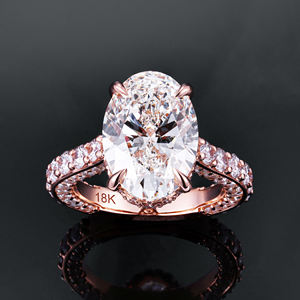 Bague de fiançailles AMBER JEWELS en or rose 10K plaqué, avec diamant ovale en forme de cœur, unisexe, classique, certifiée IGI, sertie à griffes - Product Image 2