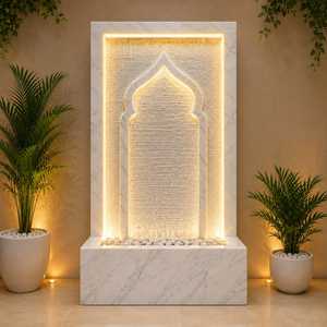 Fuente de Pared de Mármol Islámica para Ramadán, Diseño de Arco de Mezquita, Decoración Duradera para Sala de Oración Musulmana, Arquitectura Árabe con LED - Product Image 2