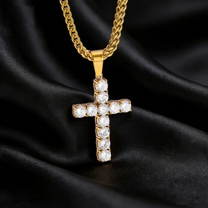 KRISHNAM JEWELS Hip Hop Rhodium 925 Silver Colorful Stone Cross Pendant Necklace <b>Iced</b> Luxury Street Fashion <b>Chain</b> Men Women - Product Image 6