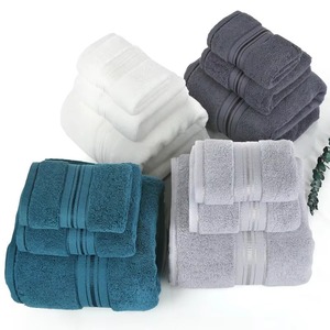 Ensemble de serviettes en coton uni rectangulaires, teintes, pour usage domestique, douces pour la peau, en blanc, gris, bleu sarcelle - Product Image 1