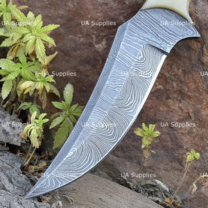 UA Supplies DIY Custom Hand Forged Damascus Steel Fixed Blade Camel <b>Bone</b> <b>Handle</b> Straight Edge Drop Point Hunting Survival <b>Knife</b> - Product Image 3