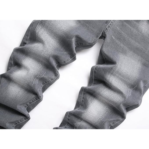 กางเกงยีนส์ทรงสลิมฟิตผู้ชาย – กางเกงเดนิมทรงสกินนี่ขาตรงแบบขาดแต่งพร้อมเอวแบบยืดหยุ่นสำหรับแฟชั่นลำลอง - Product Image 4